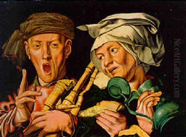 Les Chanteurs Oil Painting by Jan Sanders (Jan van) Hemessen