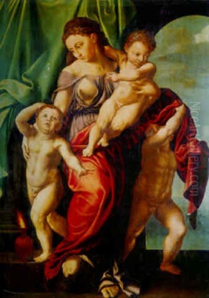 Roman Charity Oil Painting by Jan Sanders (Jan van) Hemessen