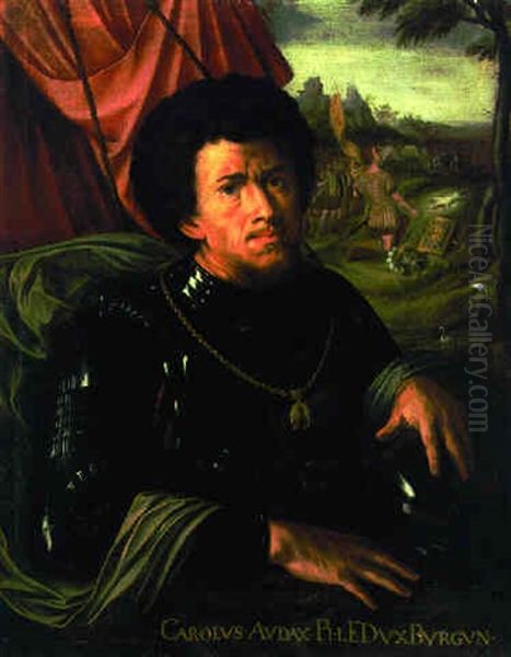 Portrait Of Charles The Bold, Wearing Armour And The Order Of The Golden Fleece Oil Painting by Jan Sanders (Jan van) Hemessen