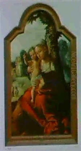 Madonna Und Kind (die Ruhe Auf Der Flucht Nach Agypten) Oil Painting by Jan Sanders (Jan van) Hemessen