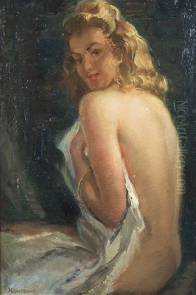 Sitting Act Oil Painting by Wilhelm Hempfing