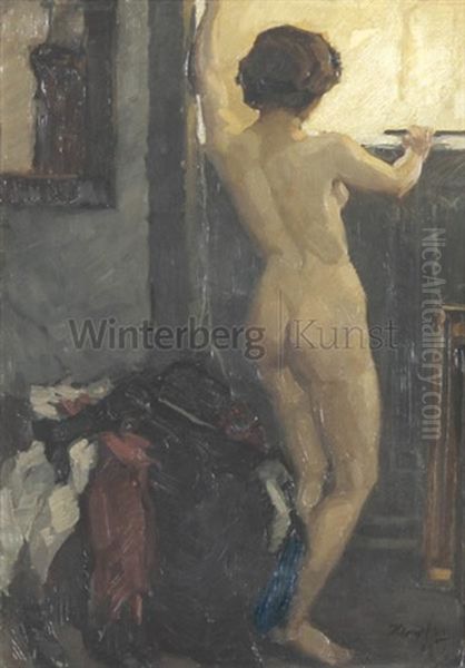 Stehender Weiblicher Ruckenakt Oil Painting by Wilhelm Hempfing