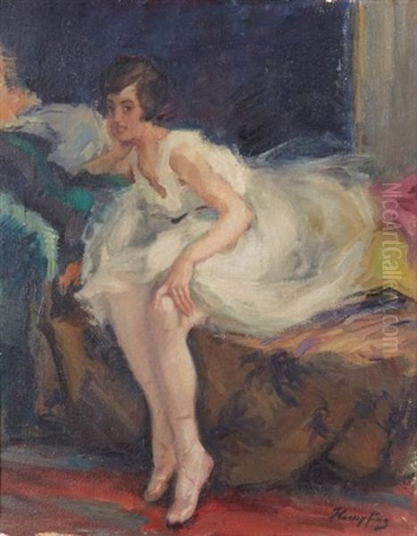 Danseuse Dans Sa Loge Oil Painting by Wilhelm Hempfing