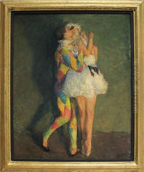 Harlekin Und Kolumbine Oil Painting by Wilhelm Hempfing