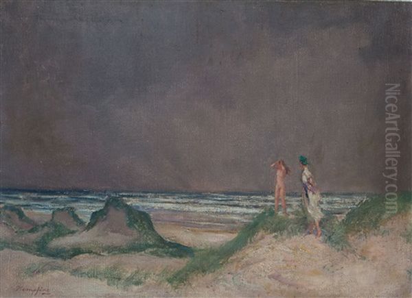 Strandszene Auf Sylt Oil Painting by Wilhelm Hempfing