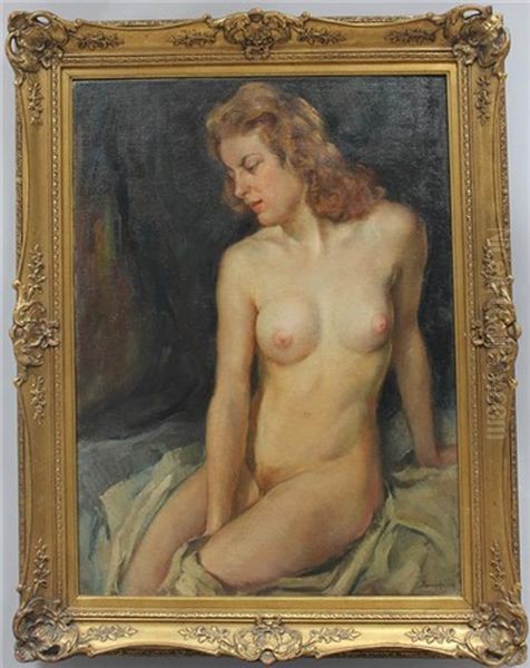 Sitzender, Weiblicher Akt Oil Painting by Wilhelm Hempfing