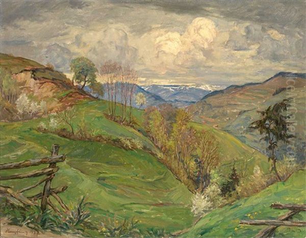 Fruhlingslandschaft In Den Voralpen Oil Painting by Wilhelm Hempfing