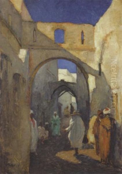 Personnages Dans La Medina Oil Painting by Wilhelm Hempfing