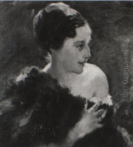 Portraitstudie Im Pelz by Wilhelm Hempfing