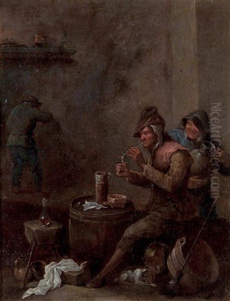 Scene De Tabagie Dans Une Taverne Oil Painting by Egbert van Hemskerck the Elder