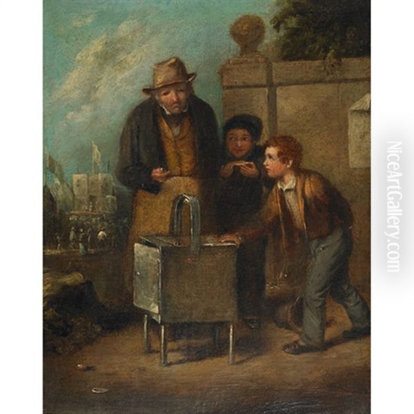 The Pet; Roasted Chestnuts (pair) Oil Painting by William Hemsley