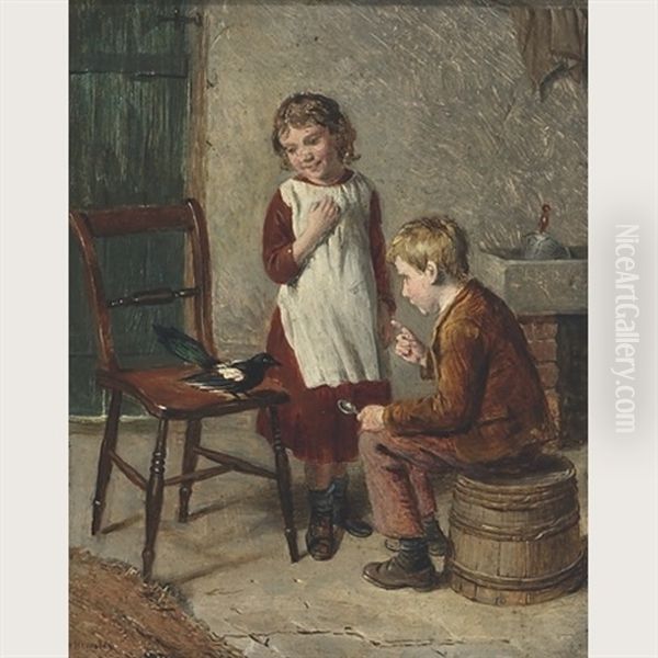 Who Stole The Spoon (+ Combing Dolly's Hair; Pair) Oil Painting by William Hemsley