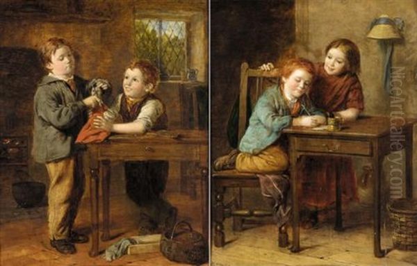 Valentine (+ The Young Barber; 2 Works) Oil Painting by William Hemsley