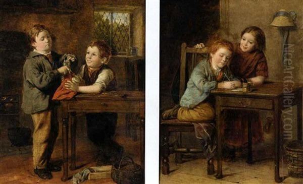 Valentine (+ The Young Barber; 2 Works) Oil Painting by William Hemsley