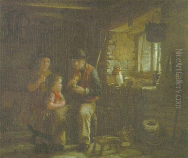 A Fisherman`s Hut, Cornwall Oil Painting by William Hemsley