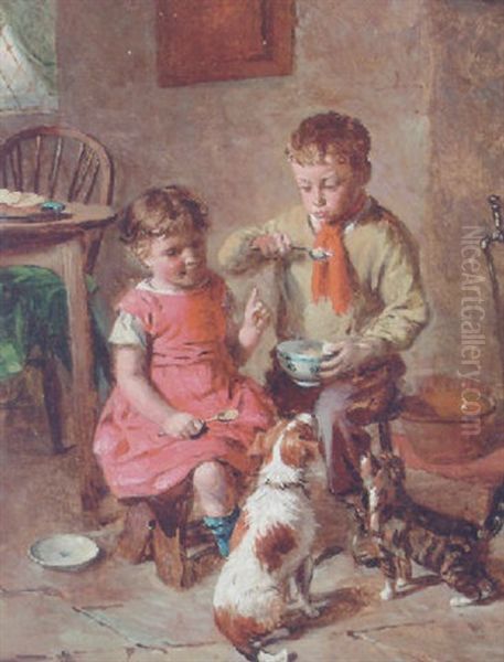 A Breakfast Party Oil Painting by William Hemsley