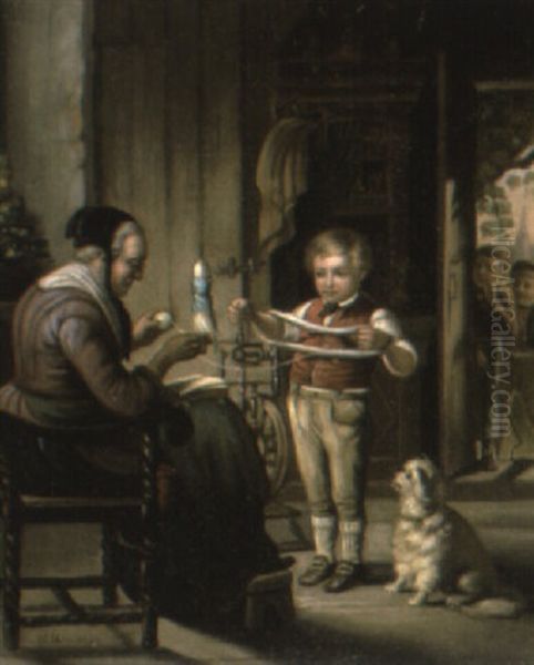 Helping The Grandmother Oil Painting by William Hemsley