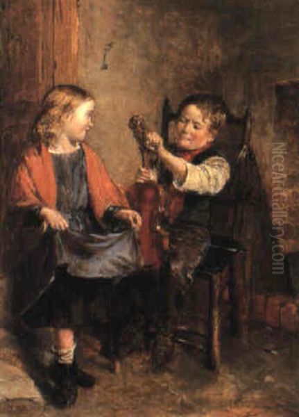 Tuning The Violin Oil Painting by William Hemsley