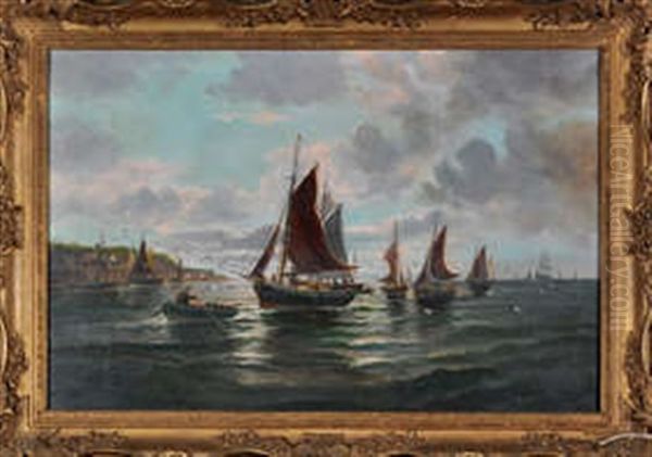 Boats Entering Harbour Oil Painting by Bernard Benedict Hemy