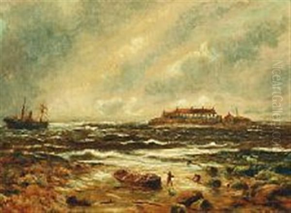 View Of St. Mary's Island, Whitley Bay, England Oil Painting by Bernard Benedict Hemy