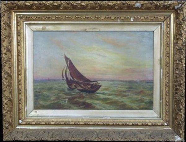 Fishing Smack Oil Painting by Bernard Benedict Hemy