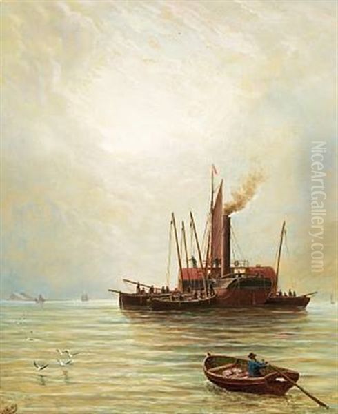 Herring Boats Oil Painting by Bernard Benedict Hemy