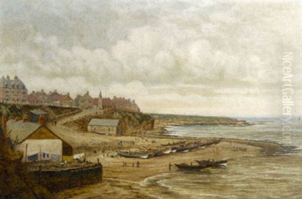 Fishing Village In The North East Oil Painting by Bernard Benedict Hemy