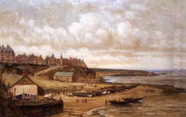 Fishing Village In The Northeast Oil Painting by Bernard Benedict Hemy