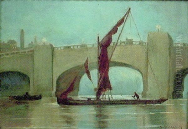 Stadsbild Med Batar Vid Bro Oil Painting by Bernard Benedict Hemy