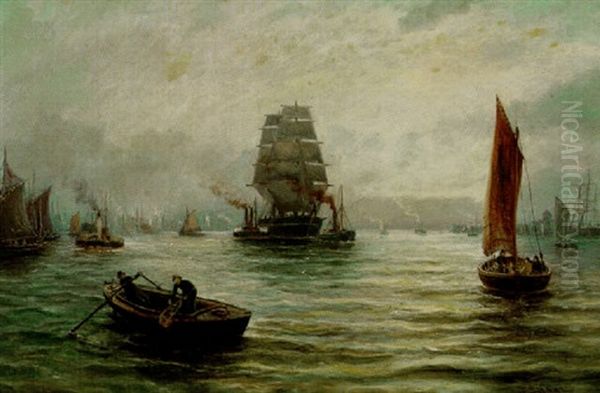 In The Clyde - Harbor Scene Oil Painting by Bernard Benedict Hemy