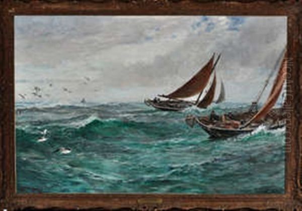 In The Track Of The Trawlers Oil Painting by Charles Napier Hemy