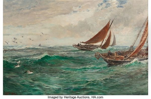 In The Track Of The Trawlers Oil Painting by Charles Napier Hemy