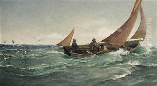 Beating To Sea Oil Painting by Charles Napier Hemy