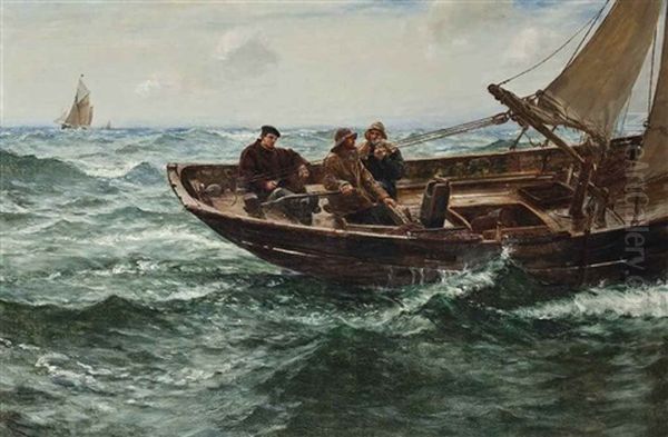 Three Fishers Oil Painting by Charles Napier Hemy