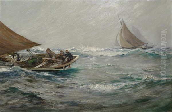 Running For Home Oil Painting by Charles Napier Hemy