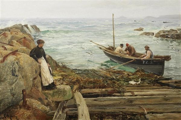 A Seamaiden Oil Painting by Charles Napier Hemy