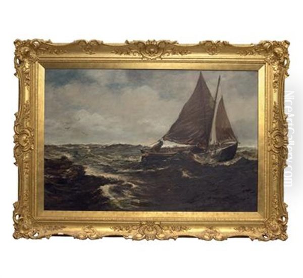 Hard Down Oil Painting by Charles Napier Hemy