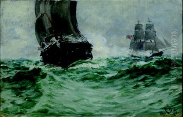 Ten Gun Bridge Liberty Off Oil Painting by Charles Napier Hemy