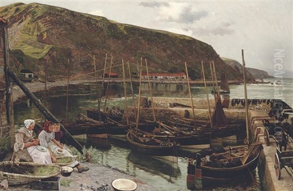 Burnmouth, Berwickshire Oil Painting by Charles Napier Hemy