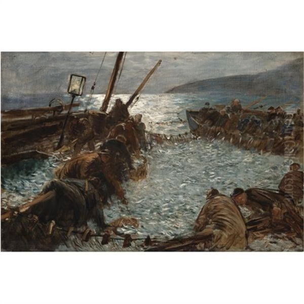 The Pilchards (study) Oil Painting by Charles Napier Hemy