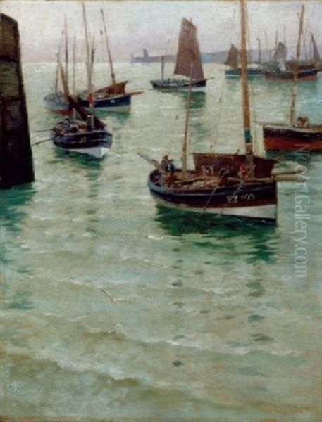 Fishing Boats On The Tyne Oil Painting by Charles Napier Hemy