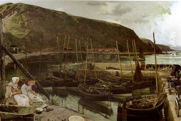 Burnmouth, Berwickshire Oil Painting by Charles Napier Hemy