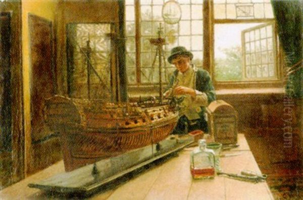 Das Modellschiff Oil Painting by Charles Napier Hemy