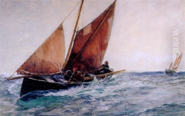 Close Hauled Oil Painting by Charles Napier Hemy