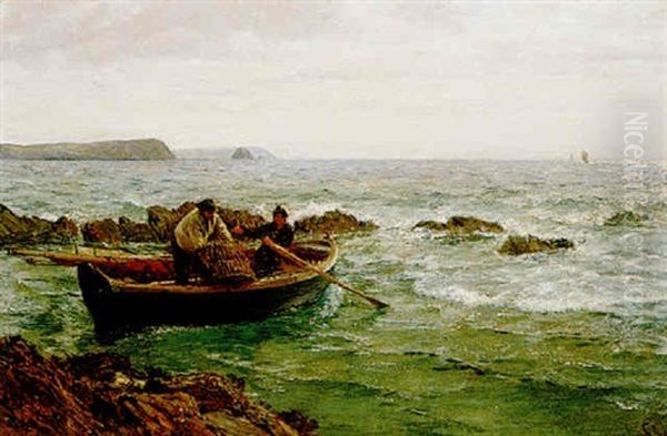 Hauling Lobster Pots, Falmouth by Charles Napier Hemy