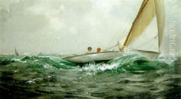 Sailing Hard Oil Painting by Charles Napier Hemy