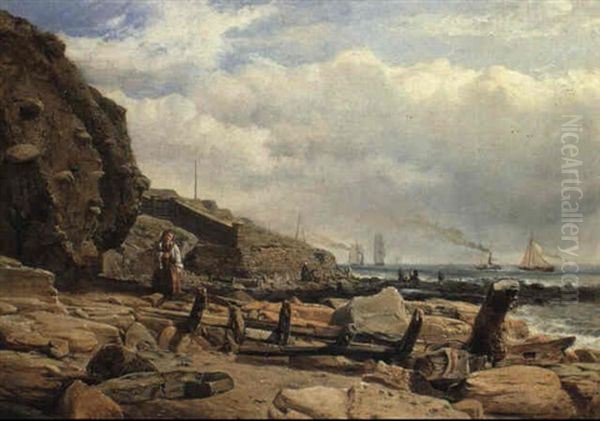 The Spanish Battery At The Mouth Of The Tyne Oil Painting by Charles Napier Hemy