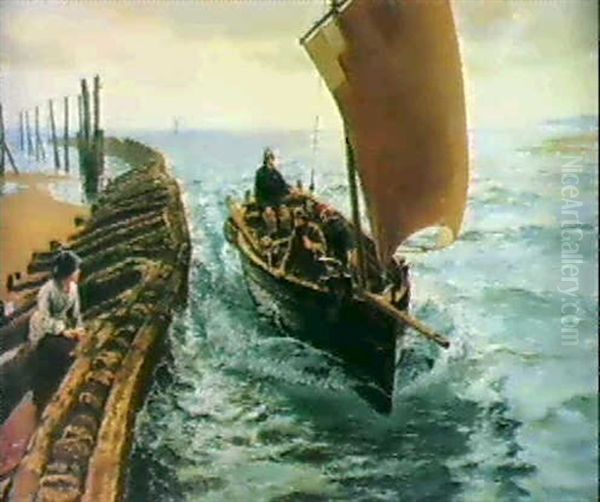 Entering Harbour Oil Painting by Charles Napier Hemy