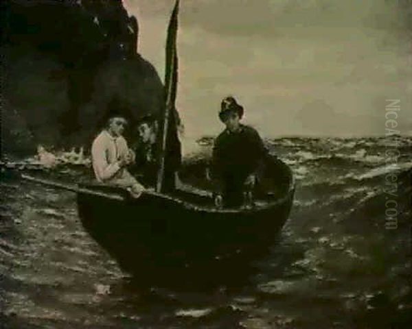 Fishing From A Dinghy Oil Painting by Charles Napier Hemy