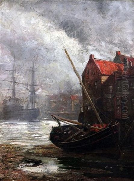 On The Tyne Oil Painting by Thomas Marie Madawaska Hemy